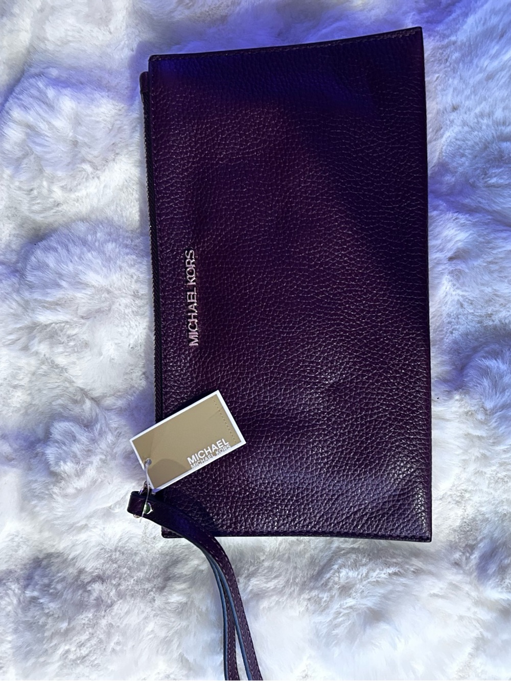 Michael Kors Deep Plum Pebbled Leather Wristlet